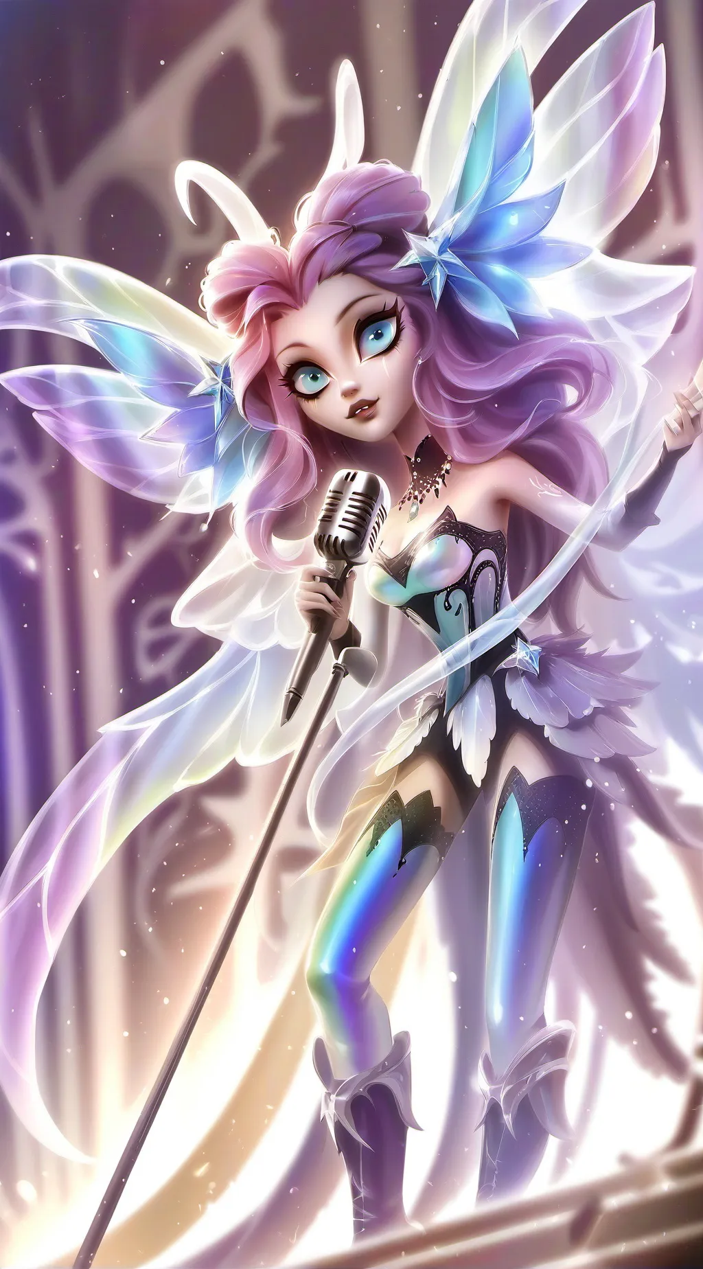 ai character: Draculaura&abbey background