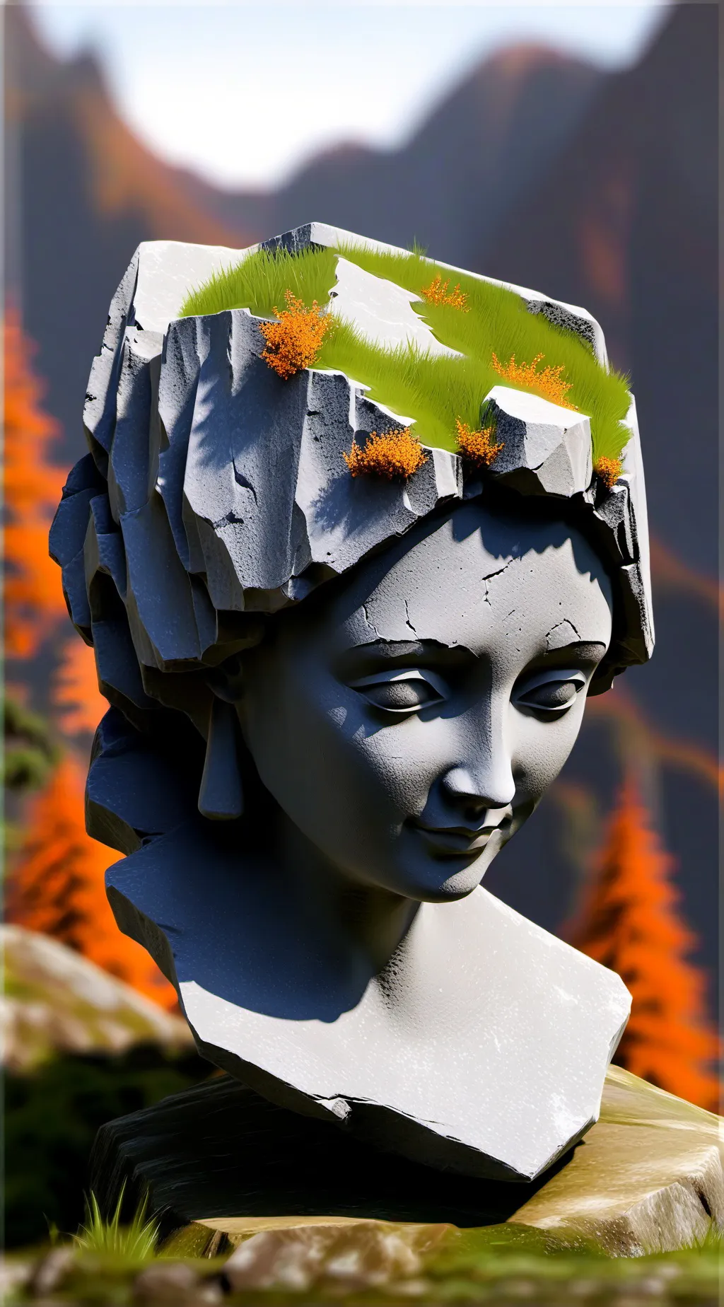 ai character: Face Rock background