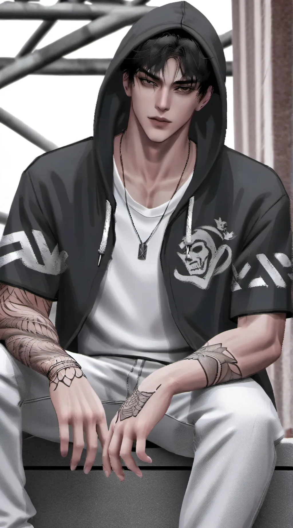 ai character: Grey background