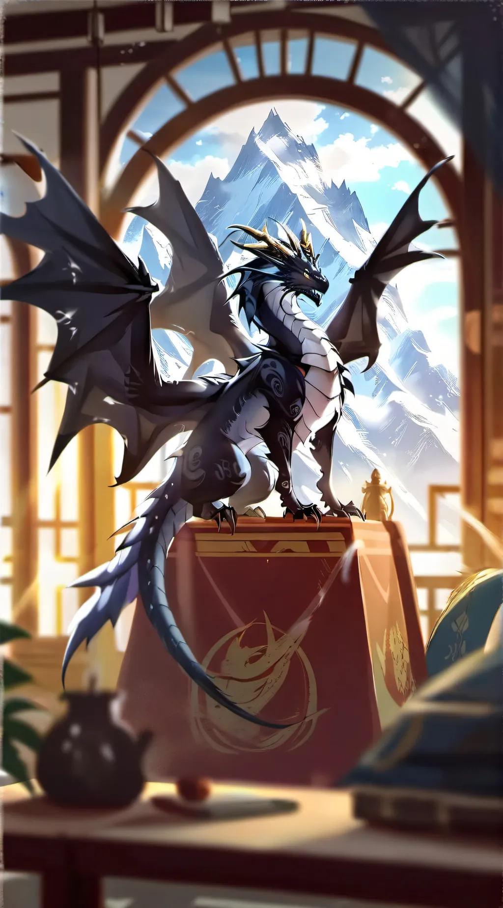 ai character: pregnant dragon background