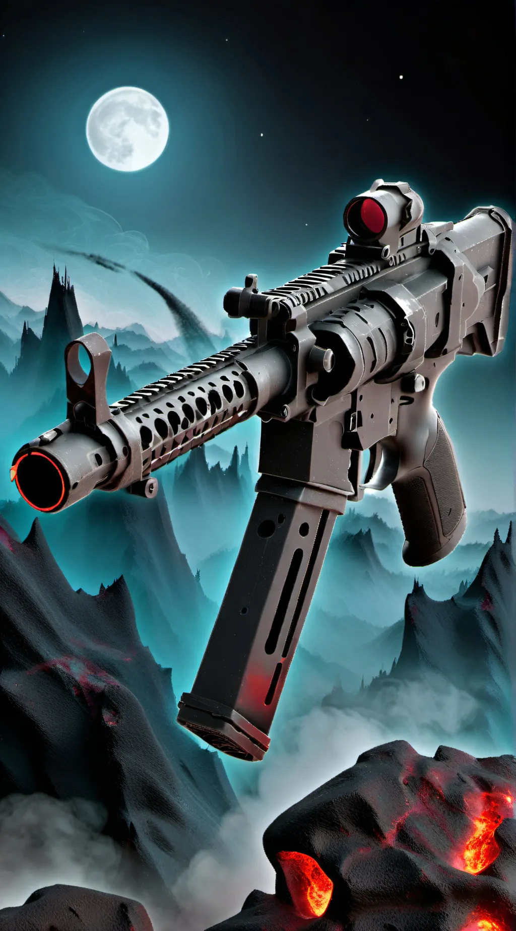 ai character: THE MOON HAS A GUN background