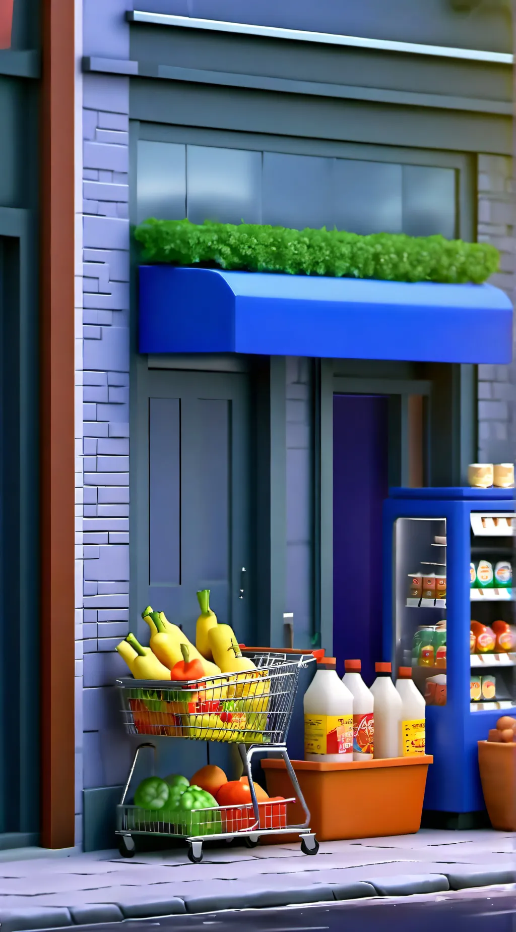 ai character: Grocery stores background