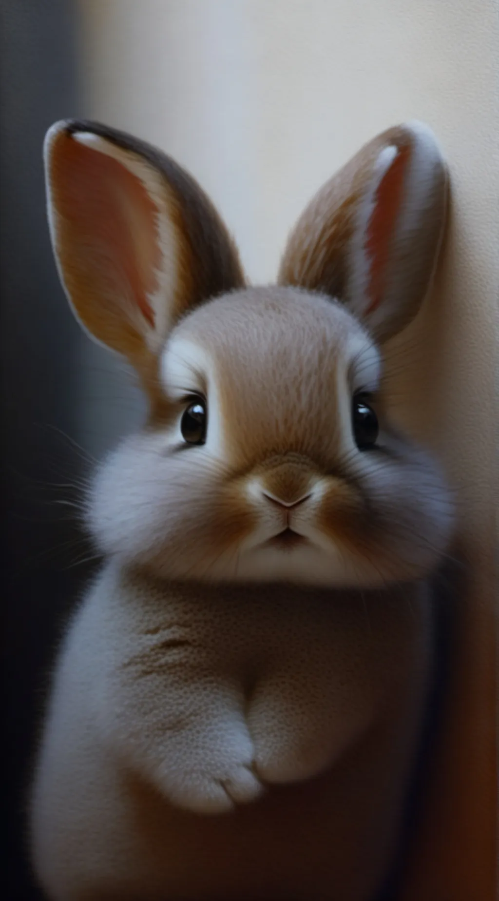 ai character: baby bunny brown background