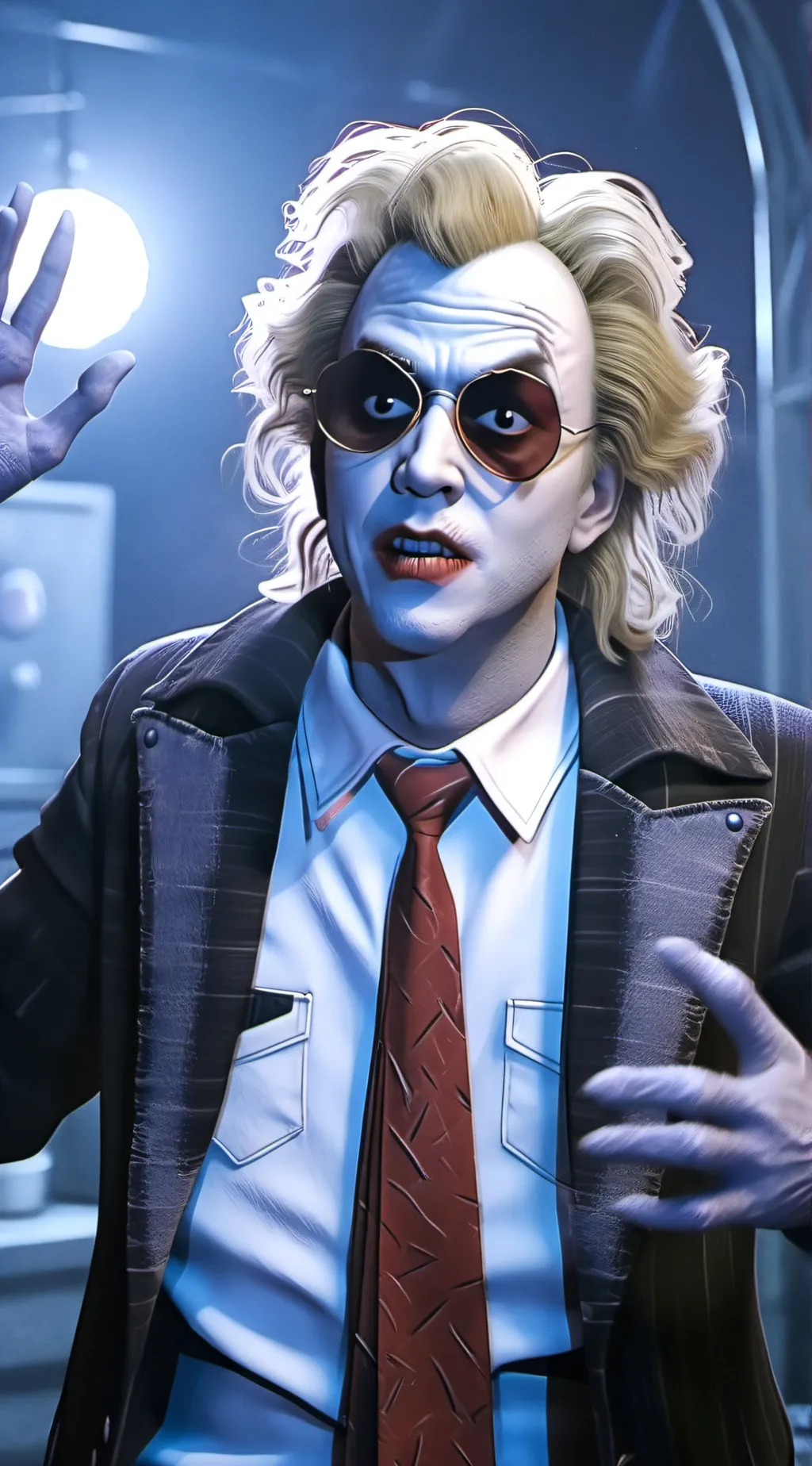 ai character: Beetlejuice  background