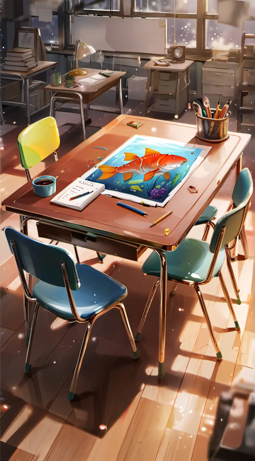 ai character: Classroom 7893 background