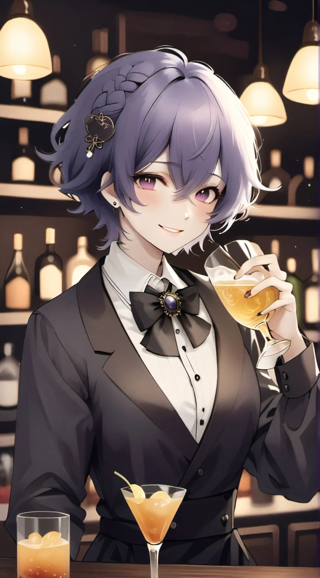 ai character: violet foxglove background