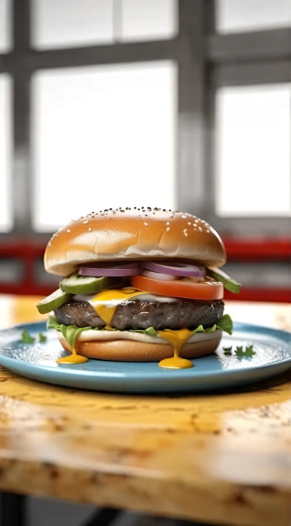 ai character: Cheese burger background