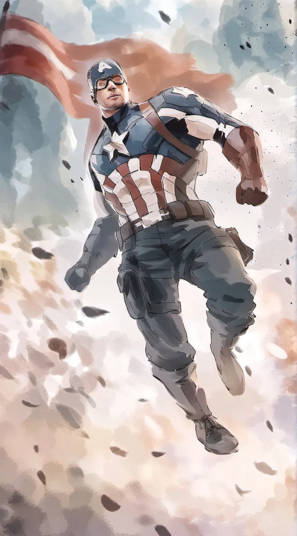 ai character: captain America  background