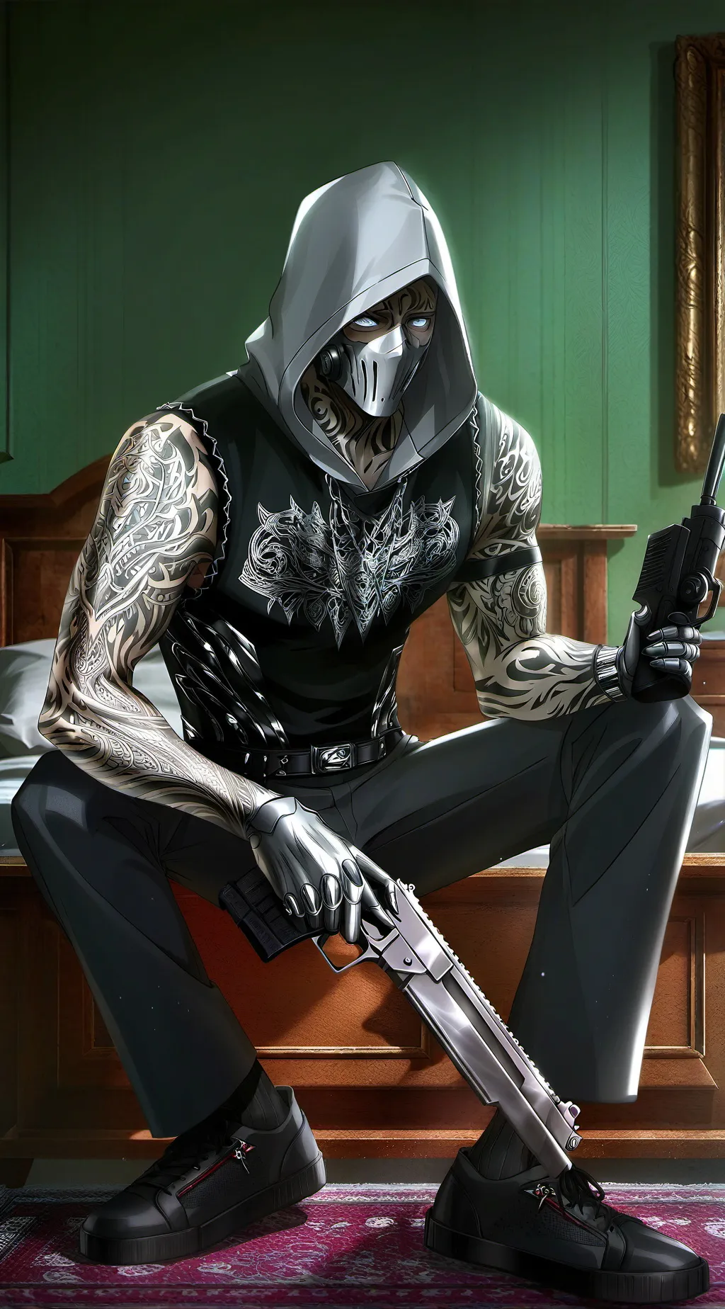 ai character: silver background