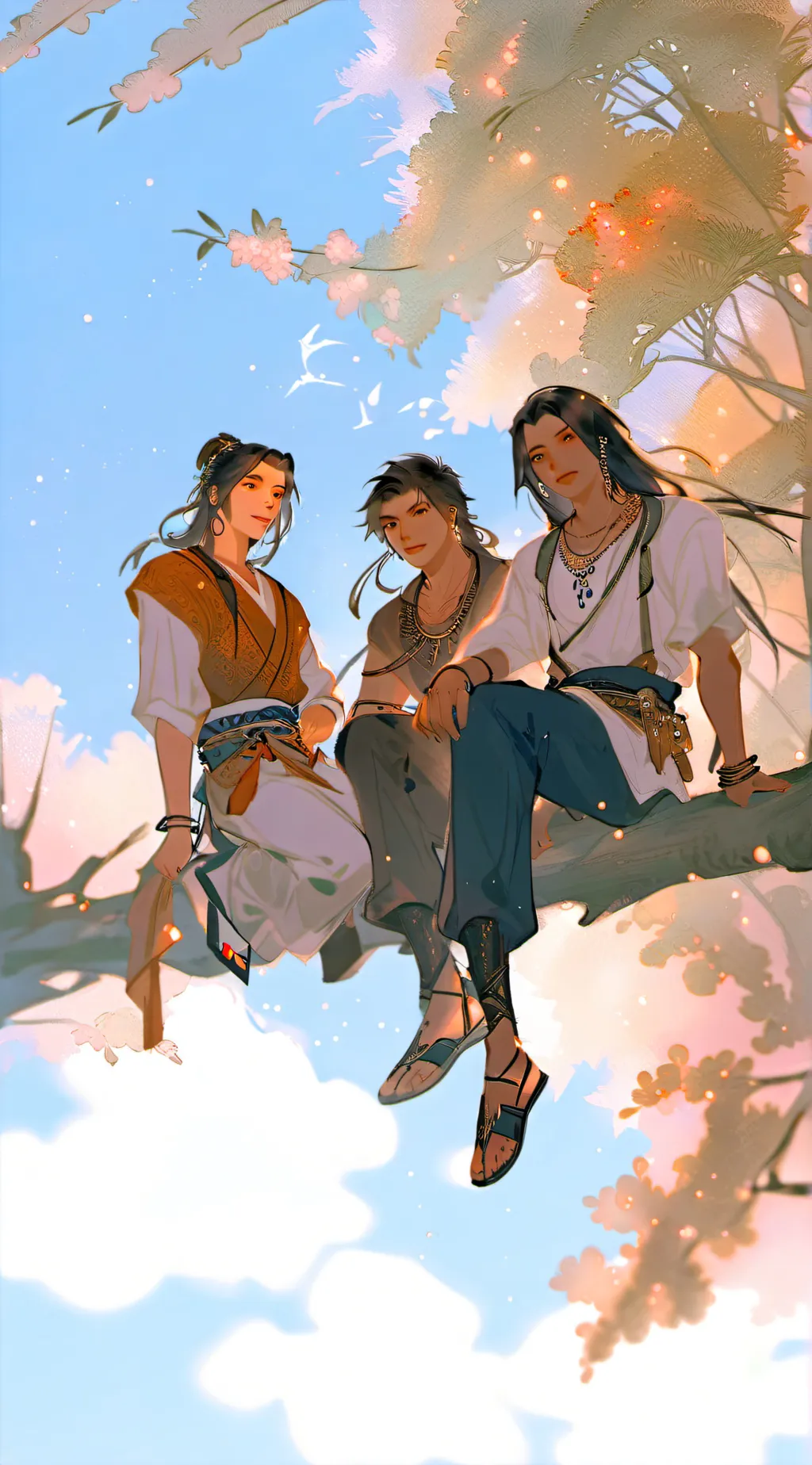 ai character: Boys in a tree background