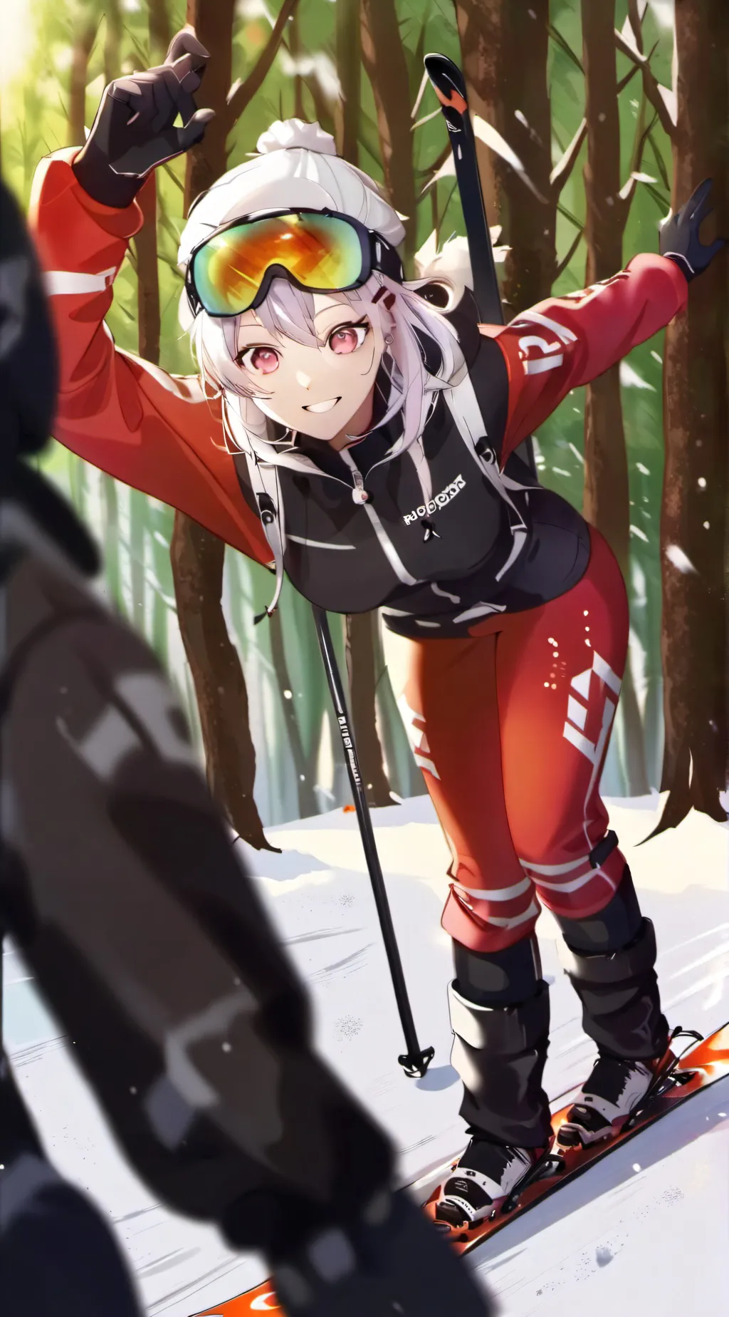 ai character: KNY skiing background