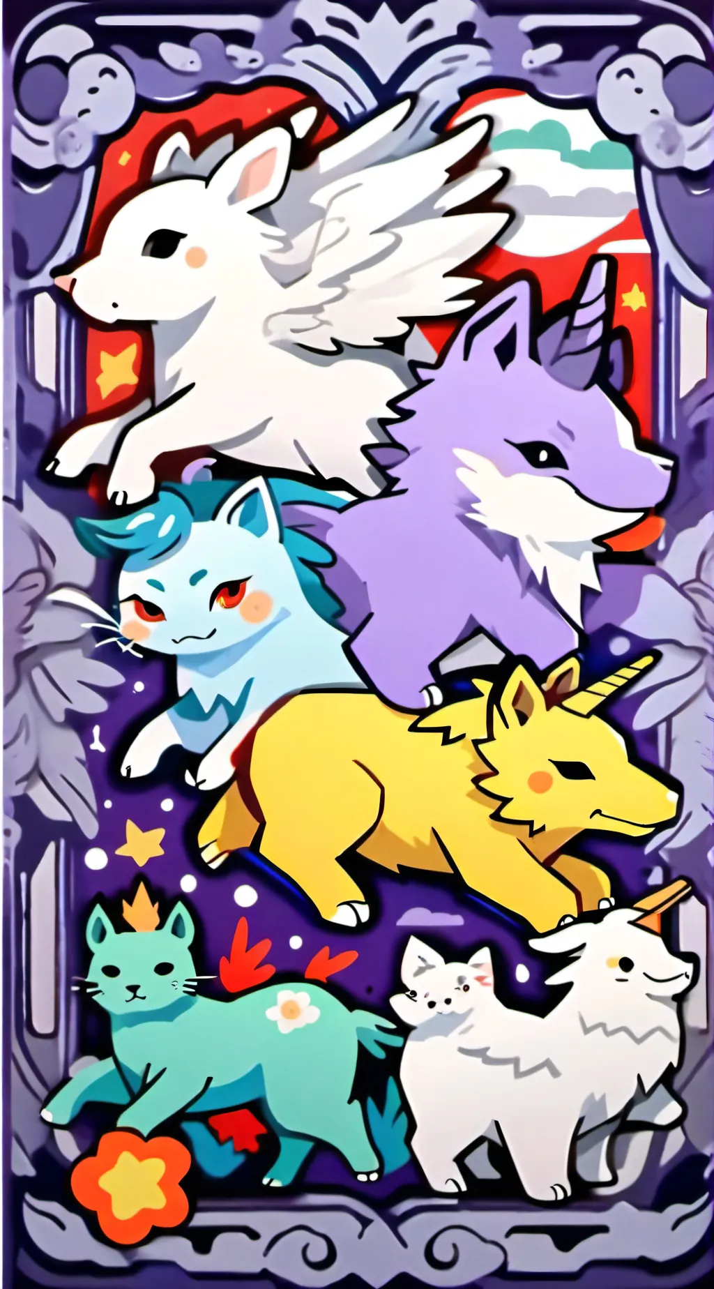 ai character: smiling critters background