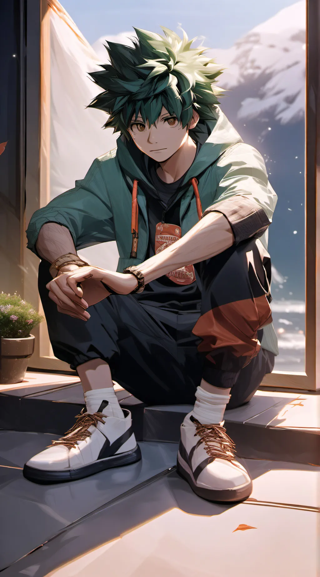 ai character: mha + tanjiro background