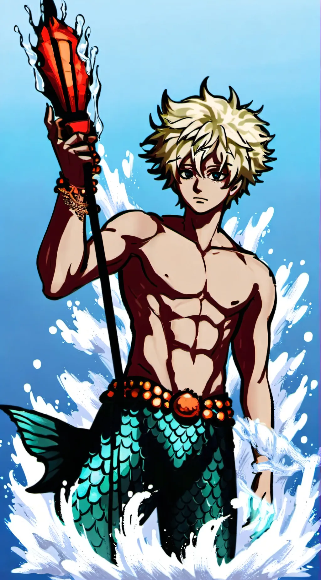 ai character: KiriBakugo merman  background