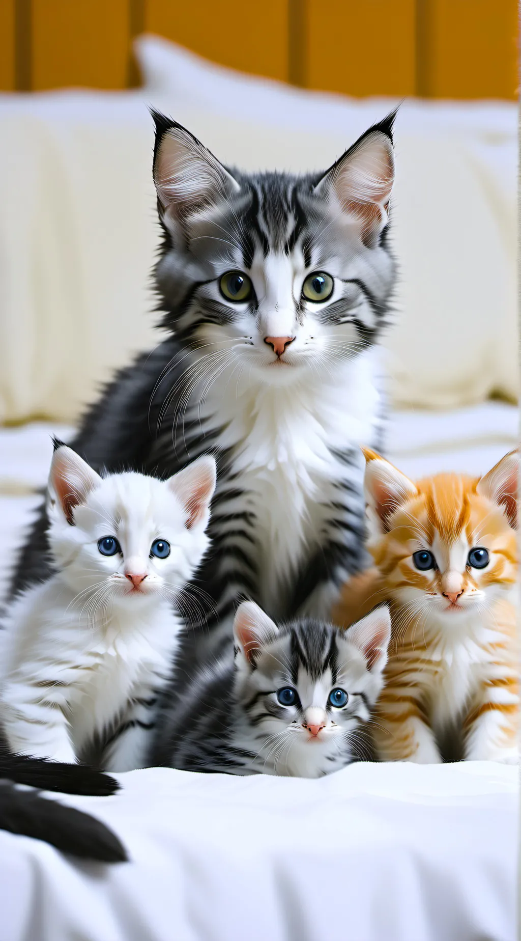 ai character: kitten and mama background