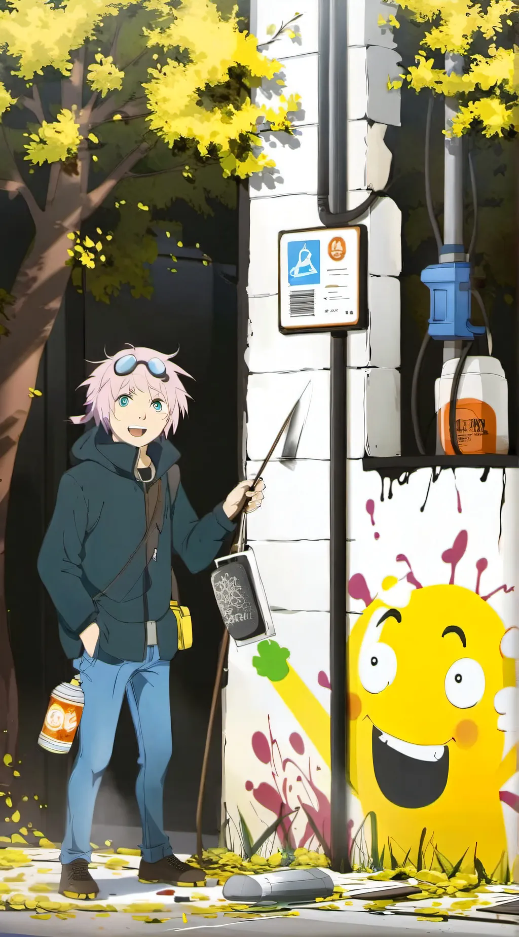 ai character: MHA graffiti  background