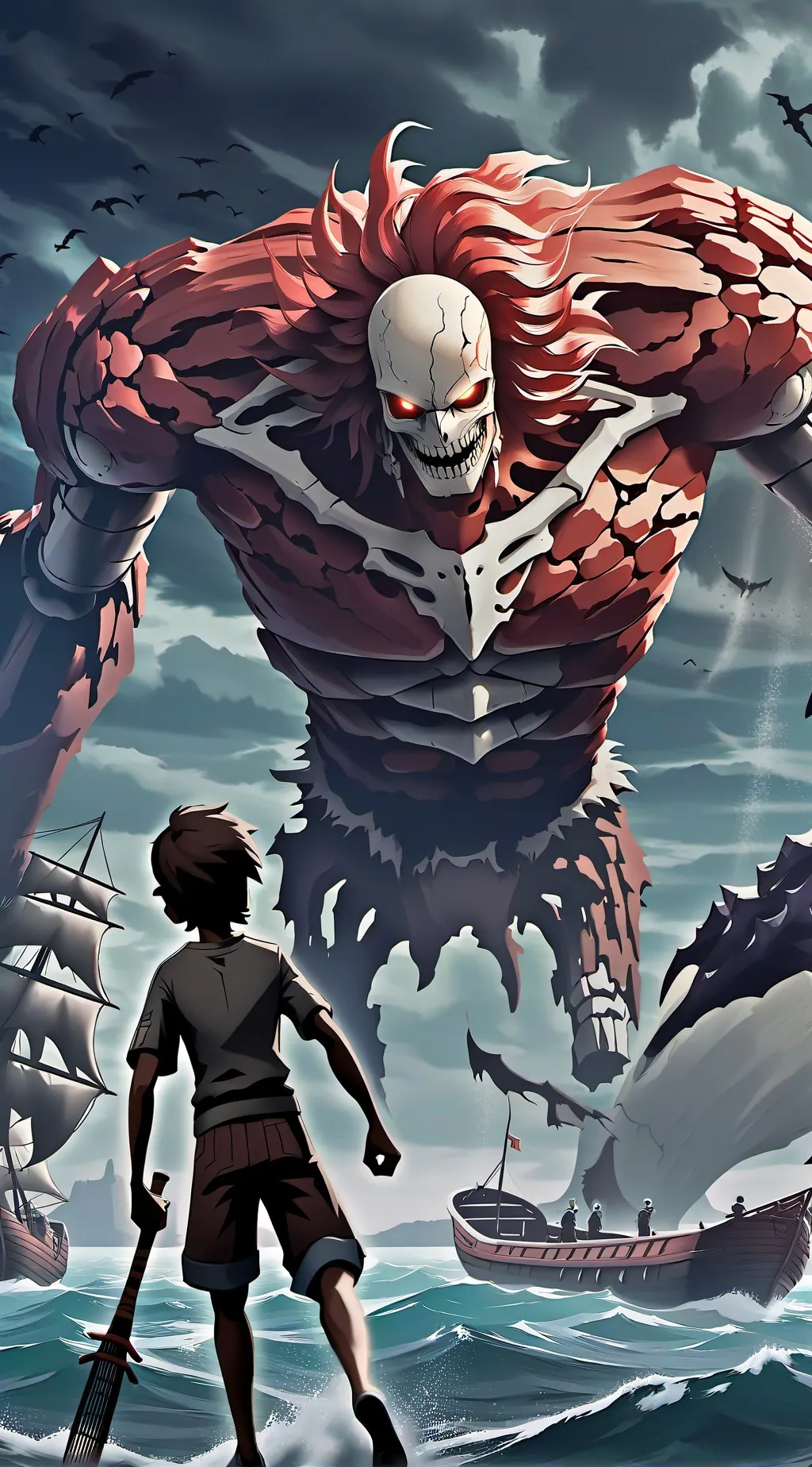 ai character: AOT .rumbling  background