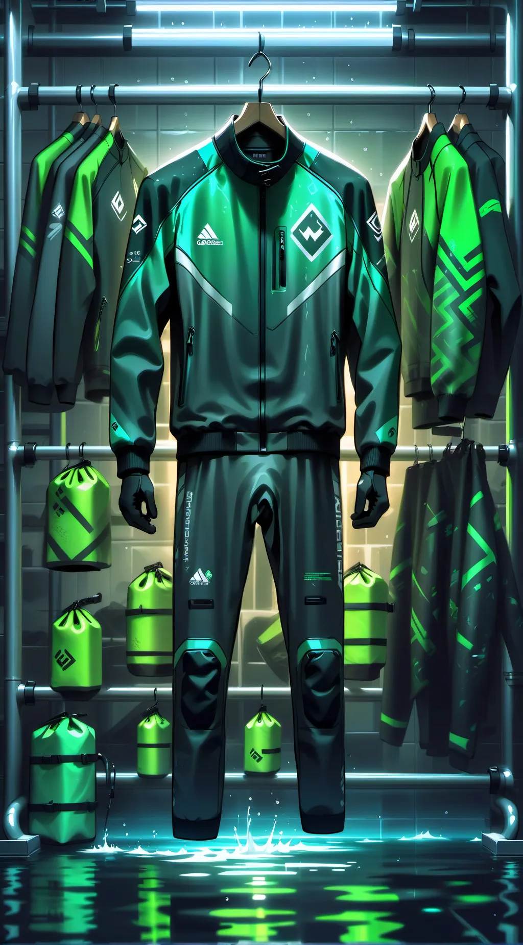 ai character: water suit failure background