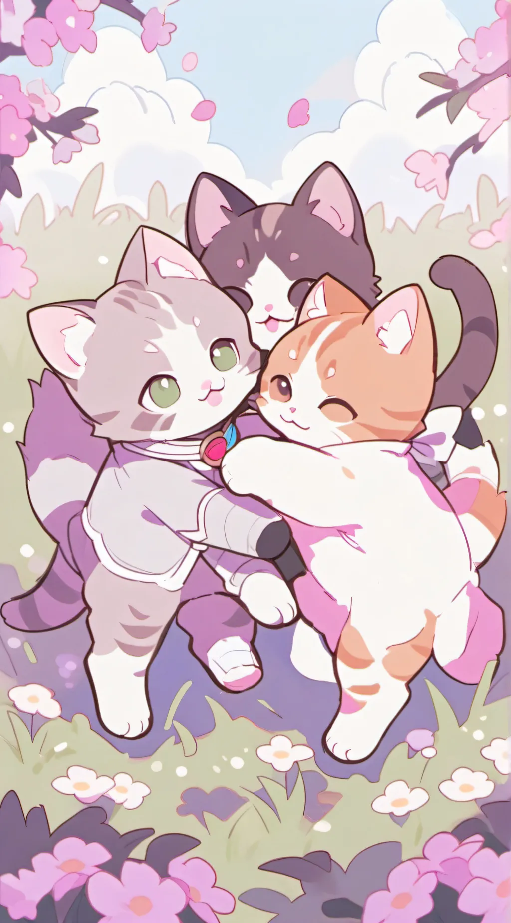 ai character: 3 little cats background