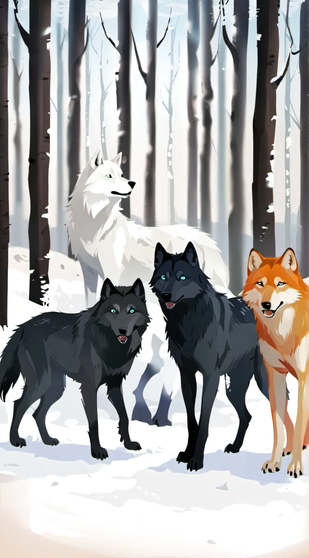 ai character: four wolves  background