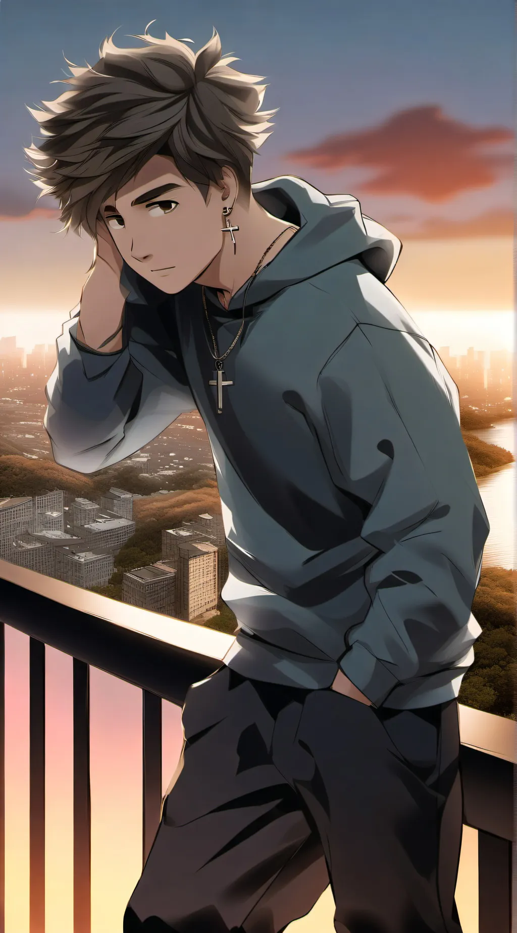 ai character: Grey background