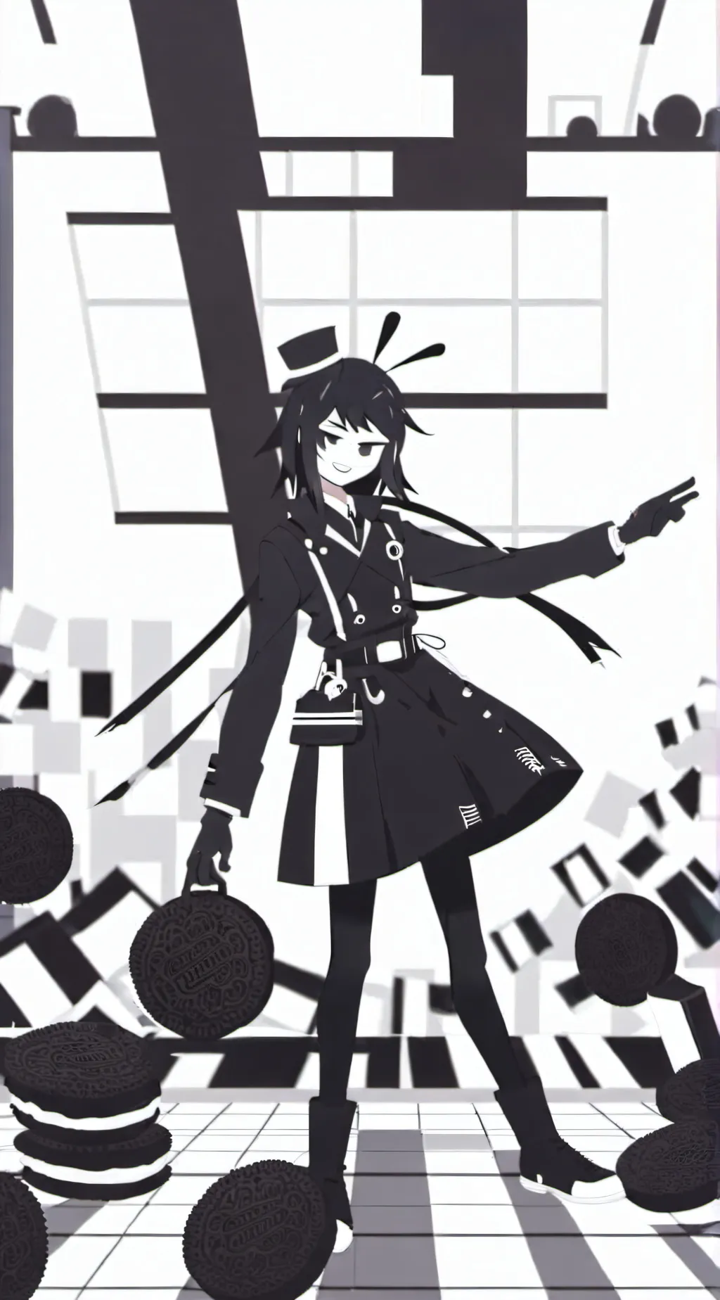 ai character: Miss circle Oreo background