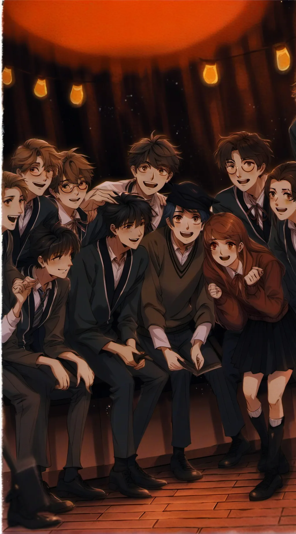 ai character: Smiling frowning  background