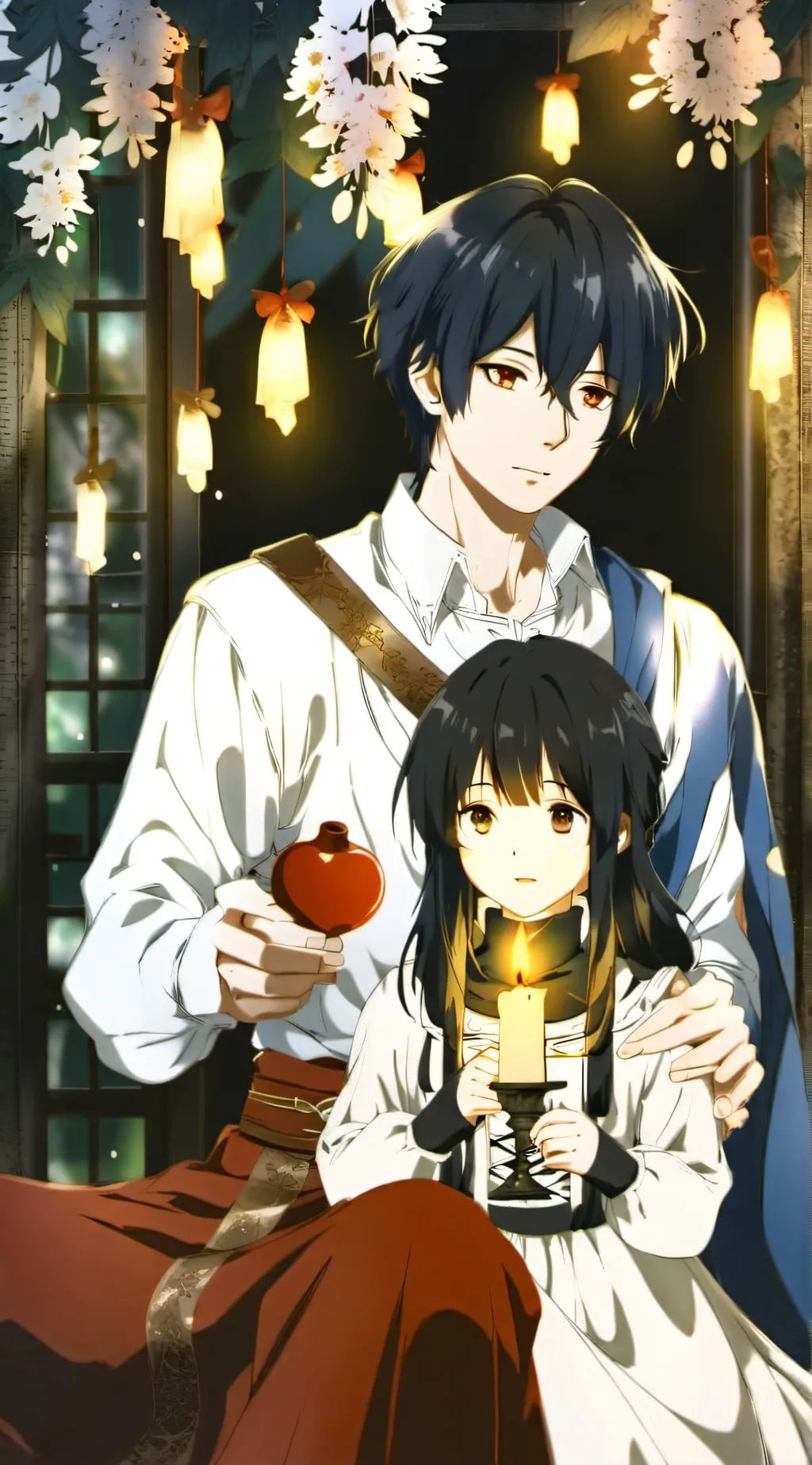 ai character: life candles background