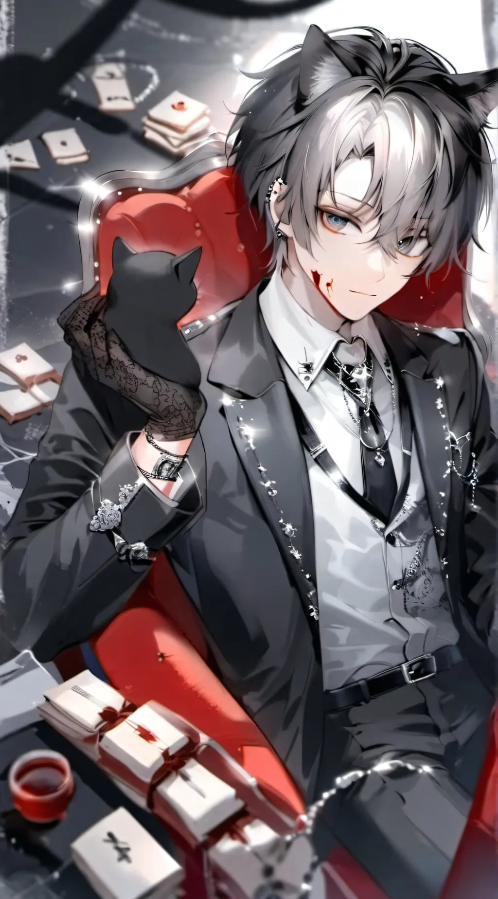 ai character: Vampire kitty Boy background