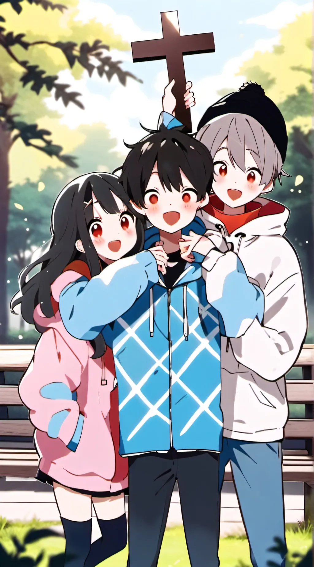 ai character: cross at a park background