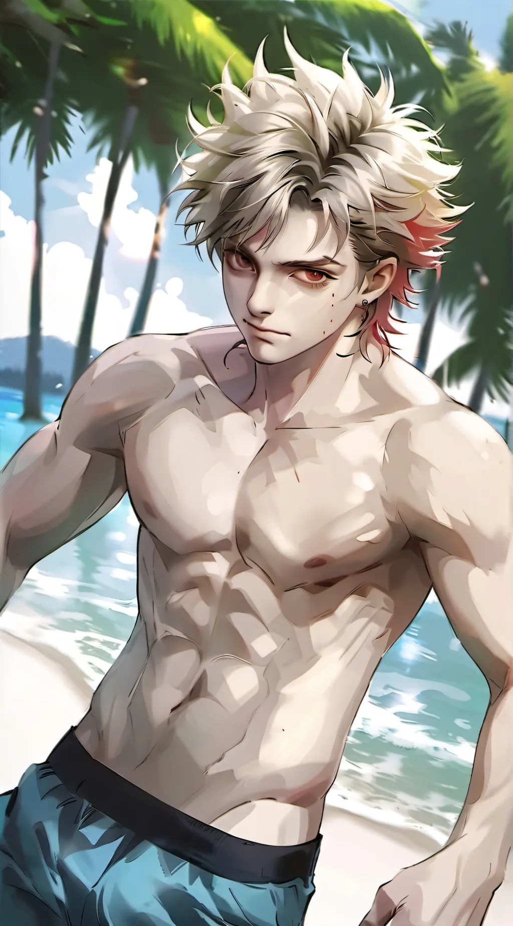 ai character: Bakugou beach background