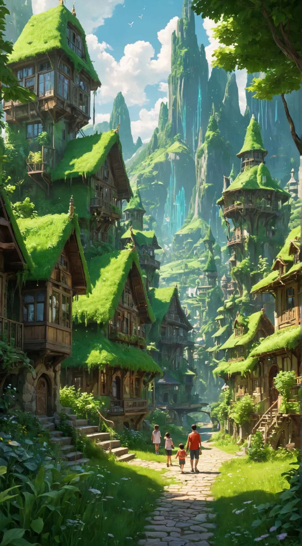 ai character: Crystal town background