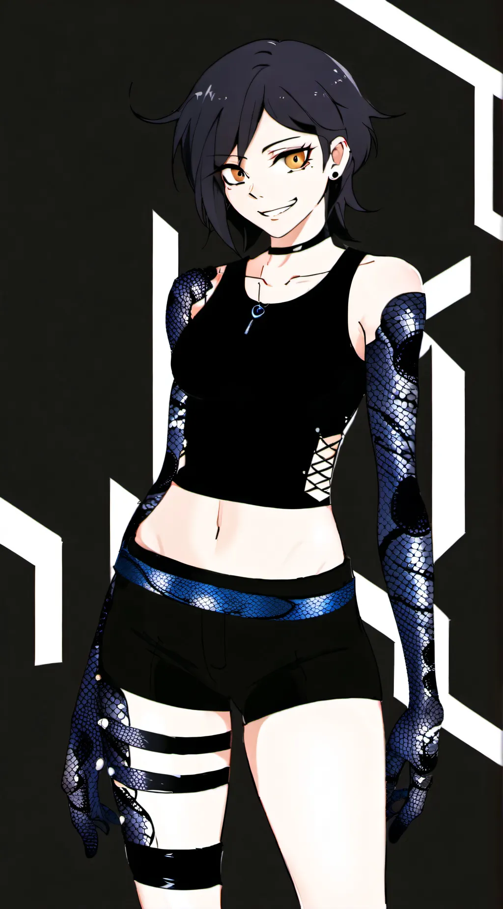 ai character: Sarada x Medusa background