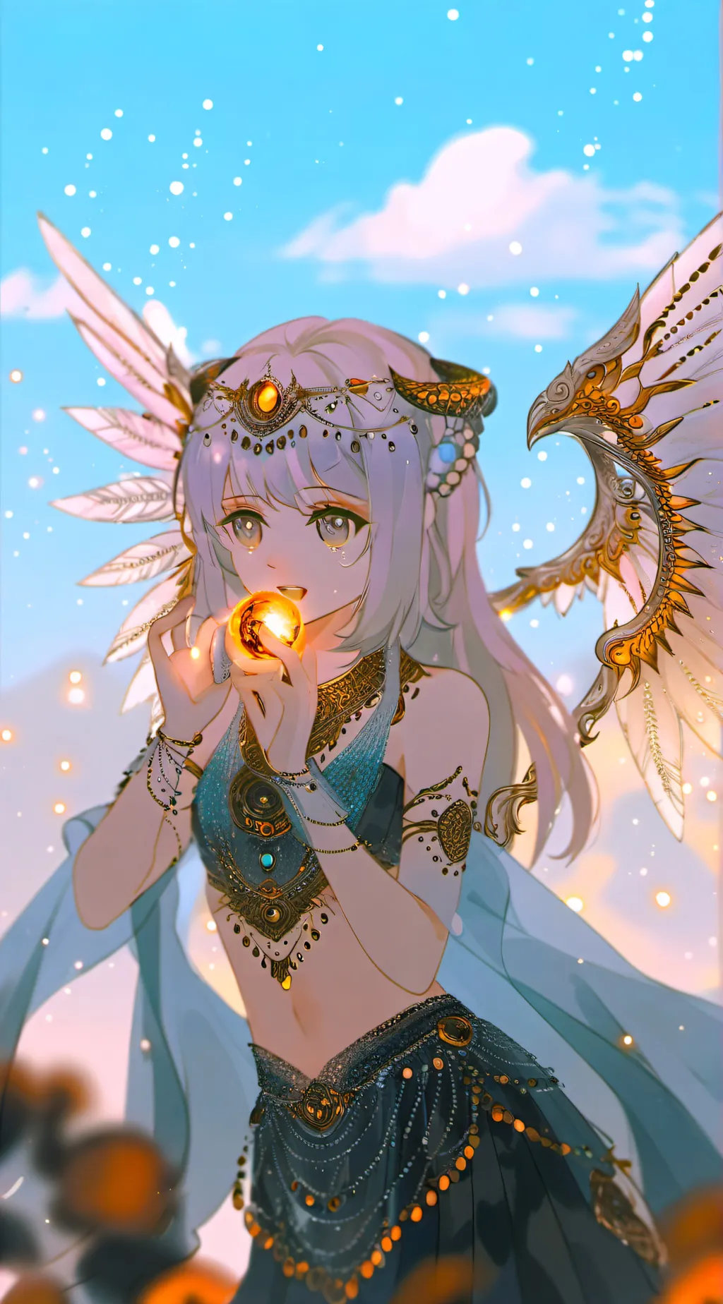 ai character: crystal background