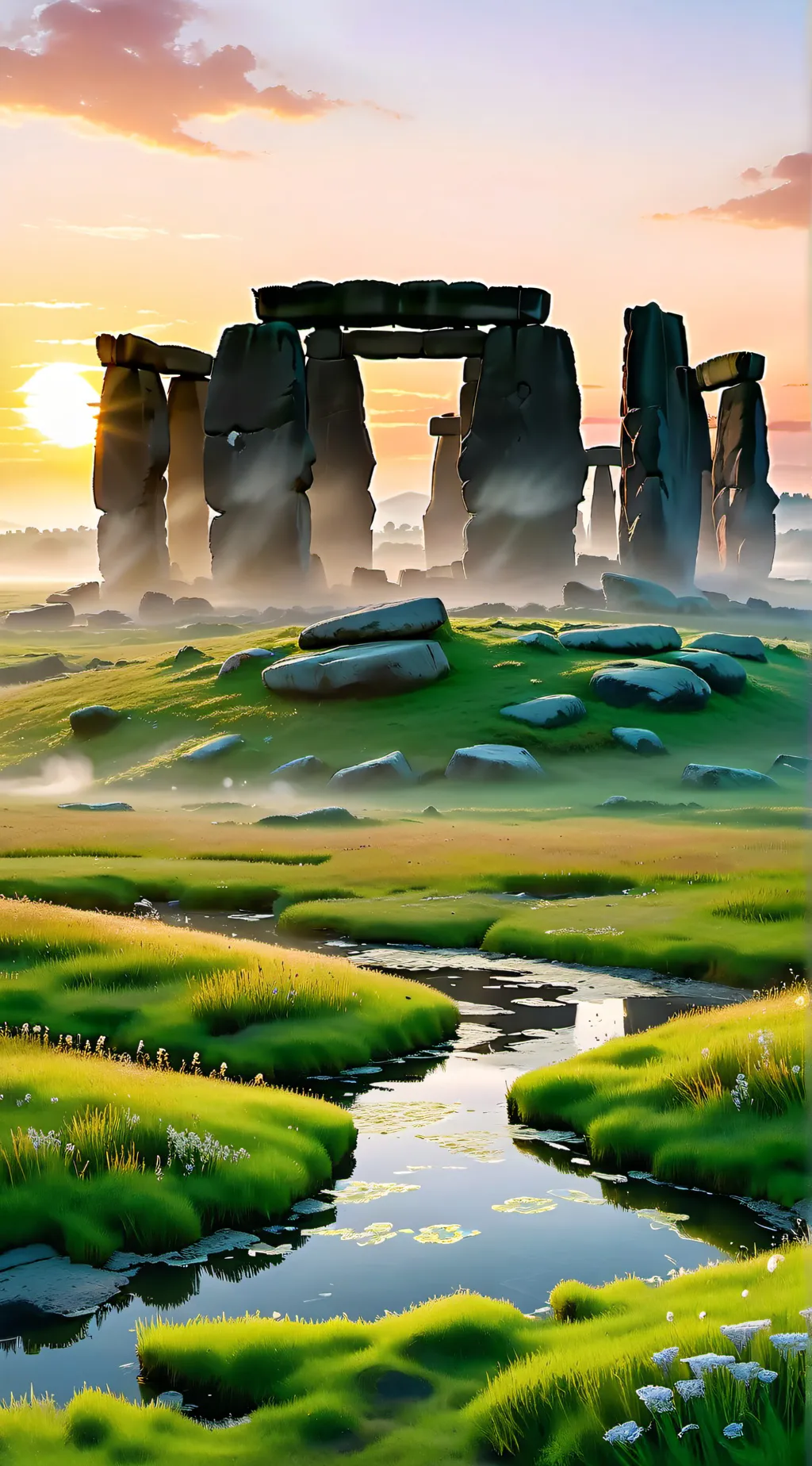ai character: stonehenge background