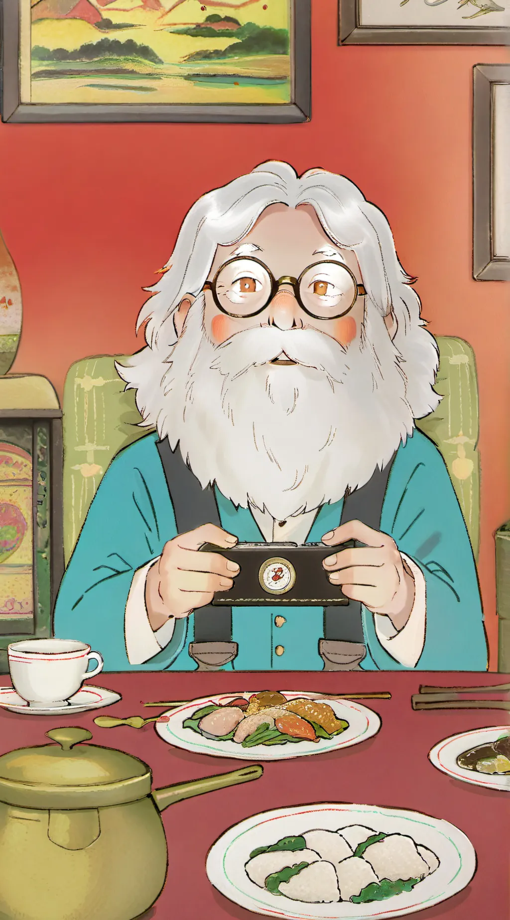 ai character: Santa cluas background