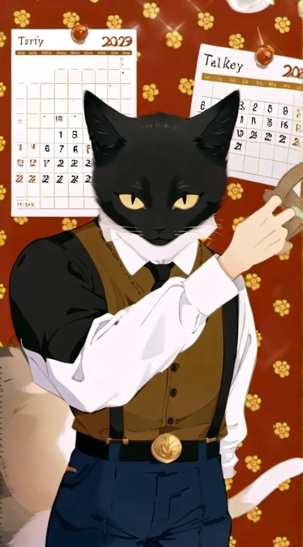 ai character: Calender ahh cat background