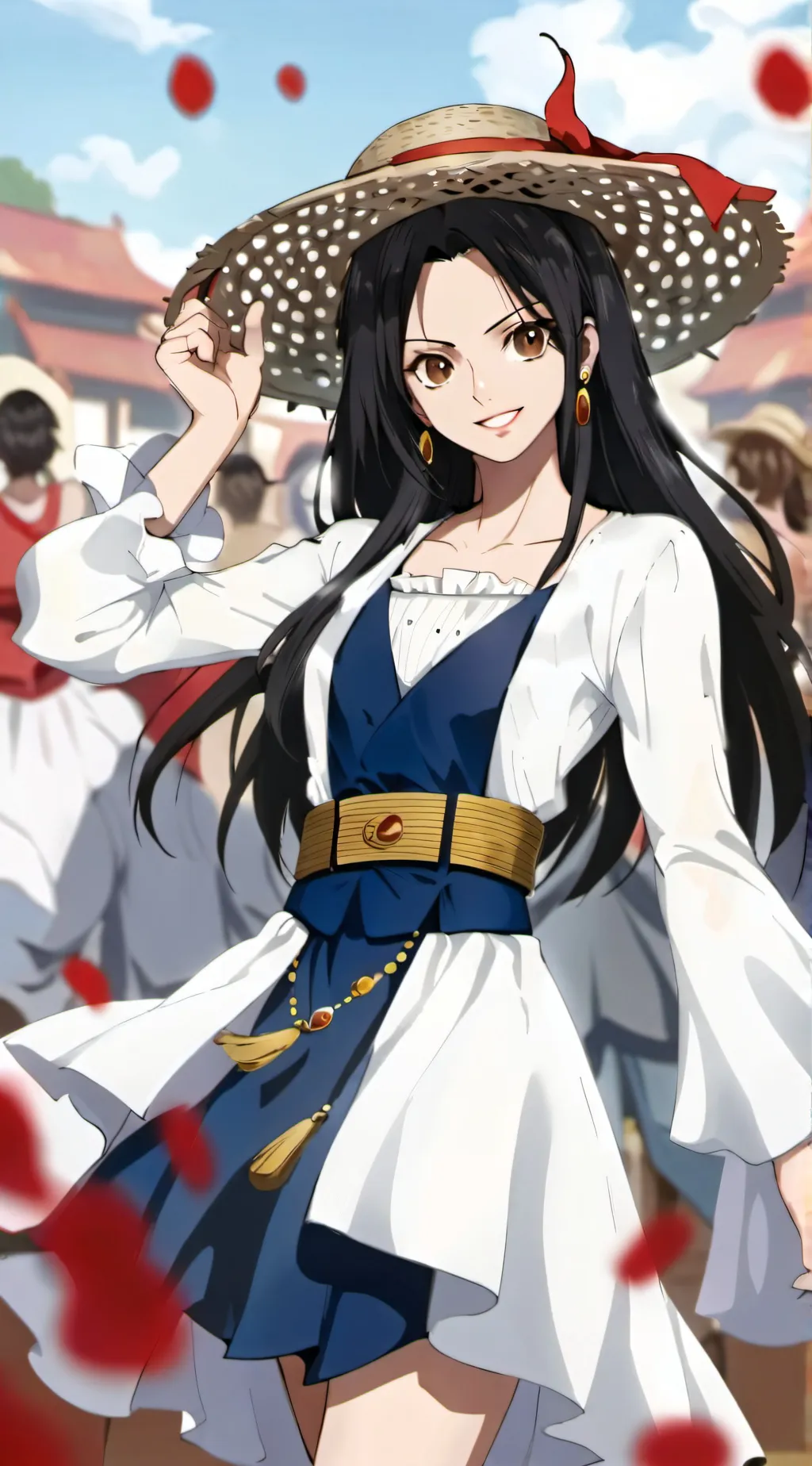 ai character: Luffina D monkey  background