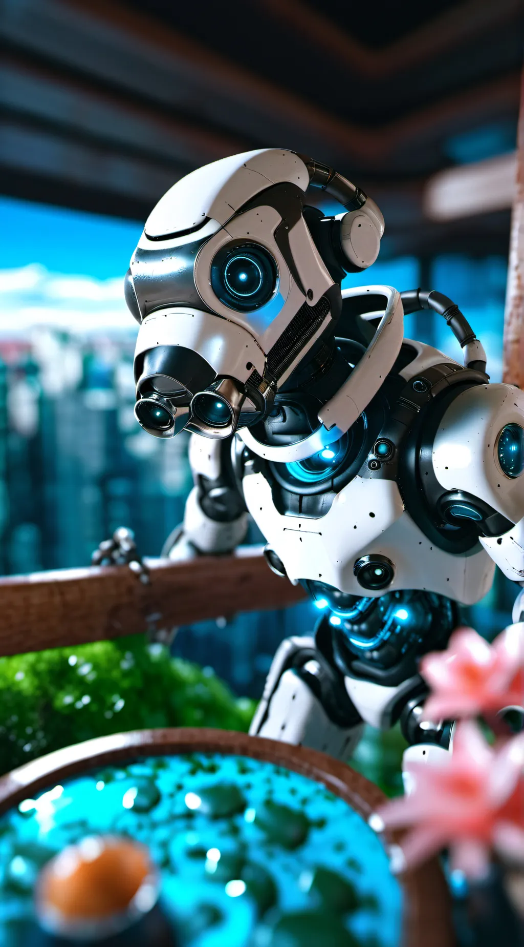 ai character: robot city background