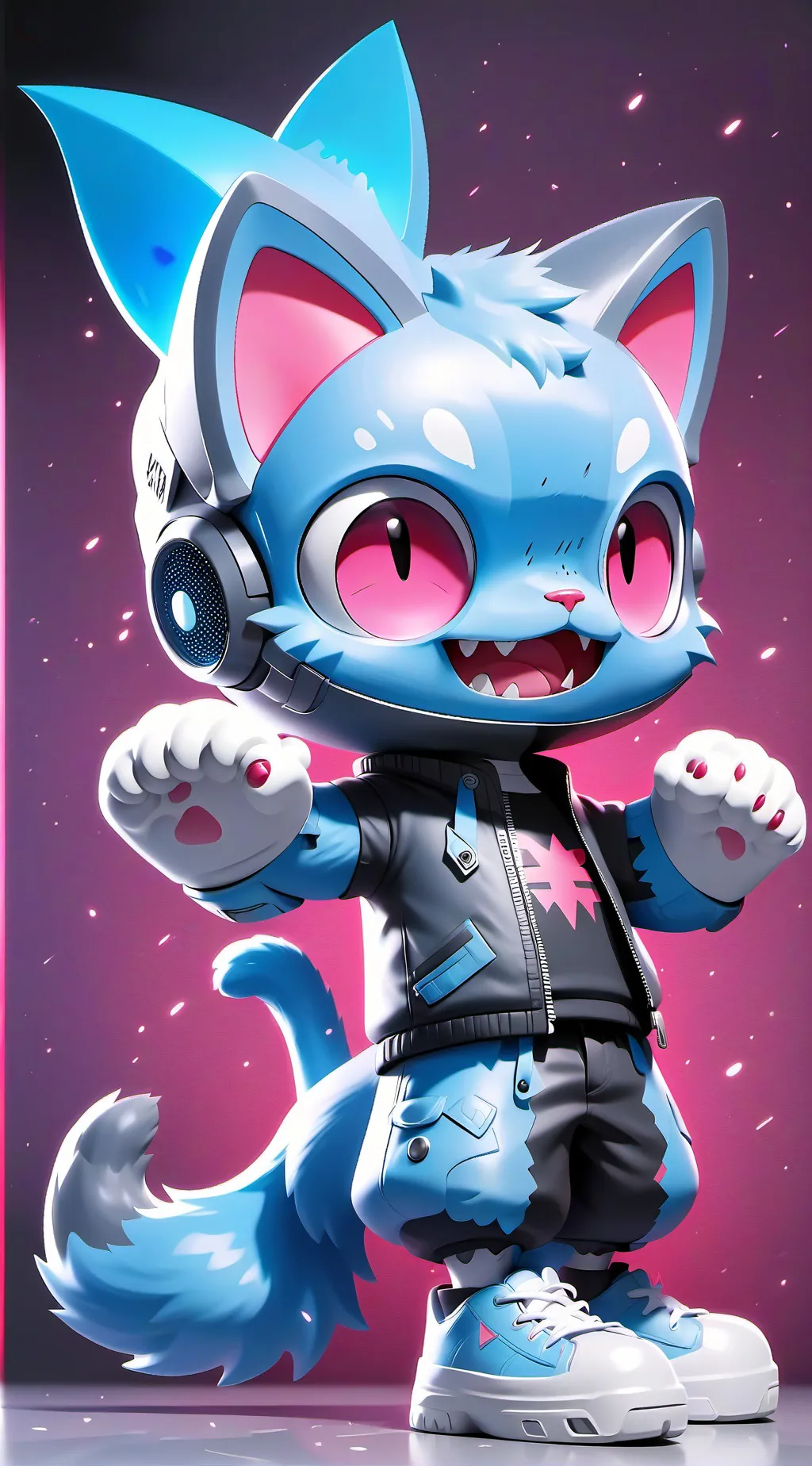 ai character: Blue cat background
