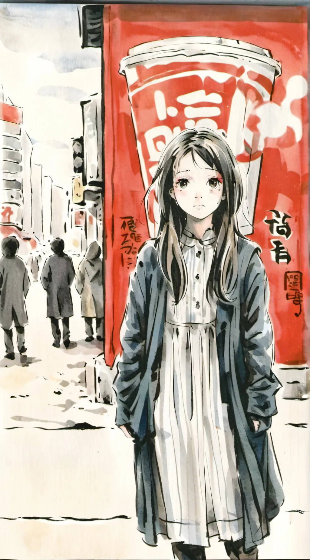 ai character: homeless girl  background