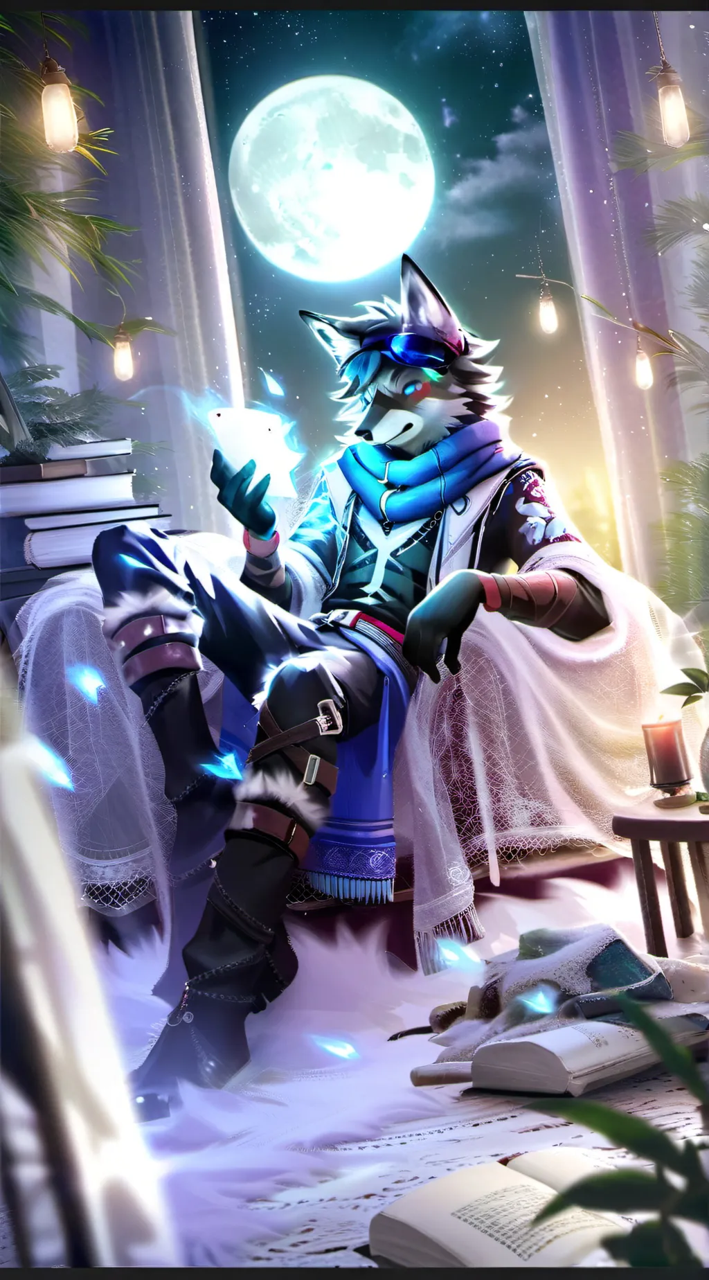 ai character: Blue background