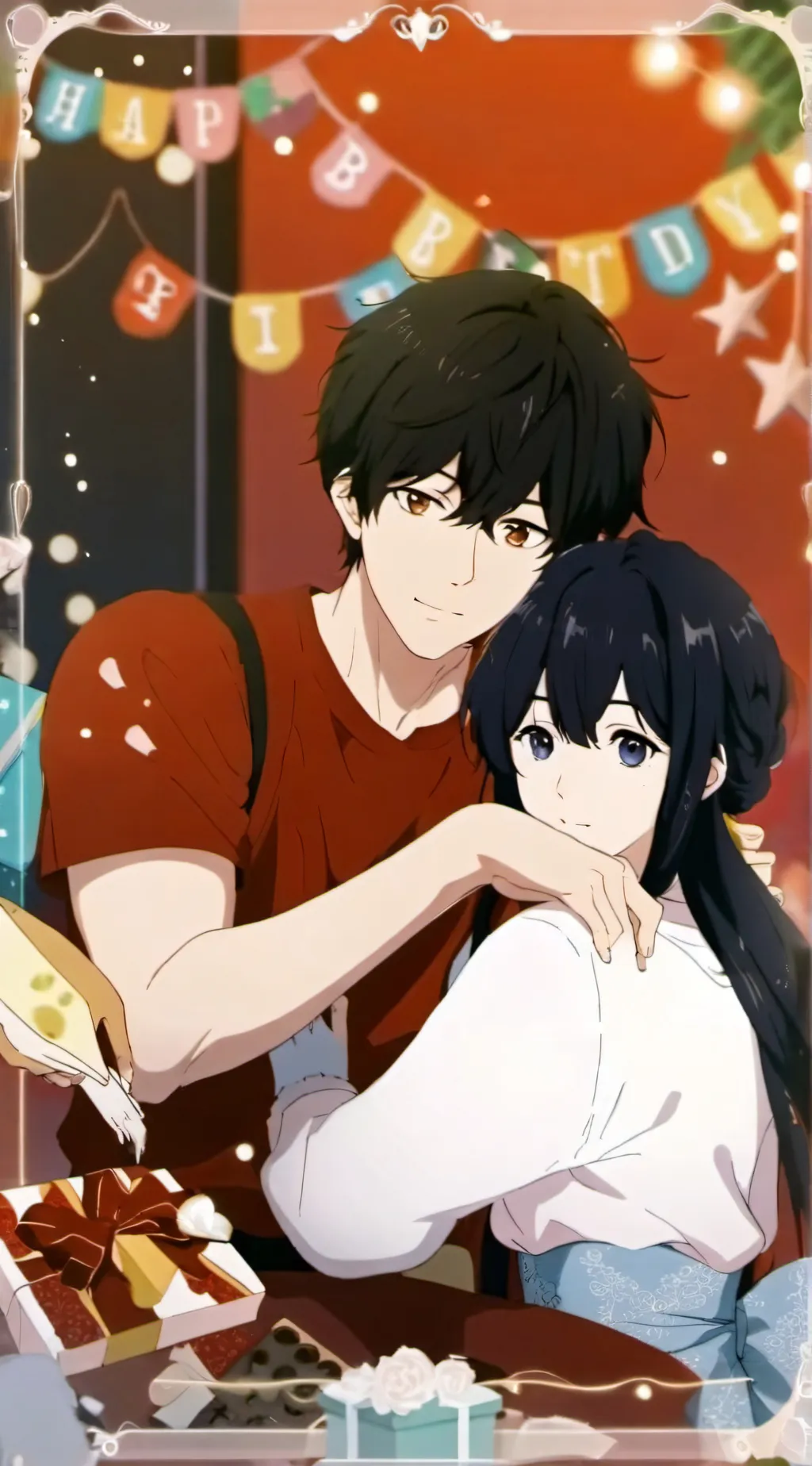 ai character: HAPPY BIRTHDAY  background