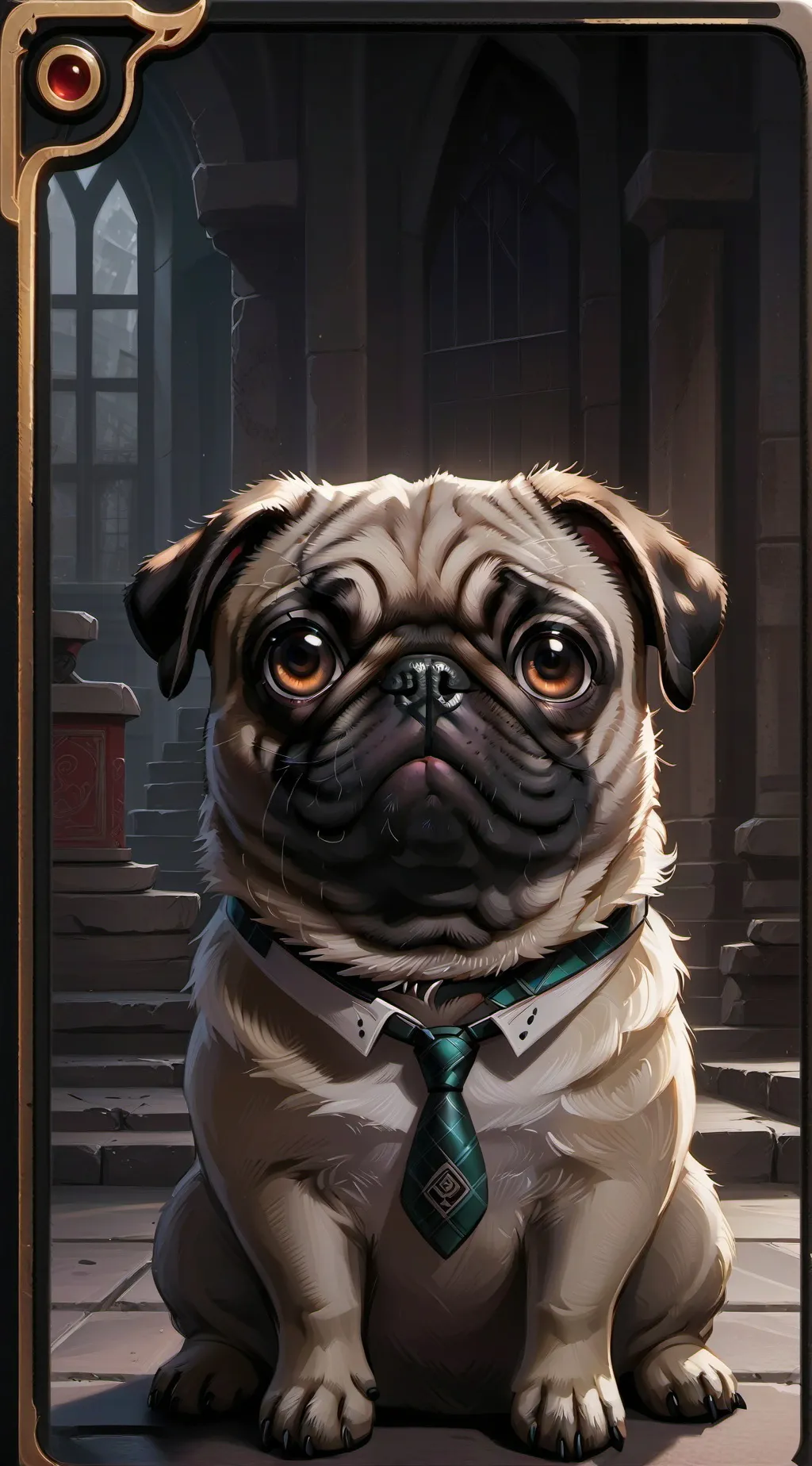 ai character: sad pug background