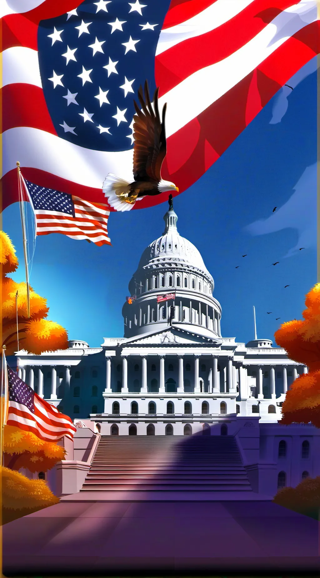 ai character: AMÉRICAINE AHHHHHH background