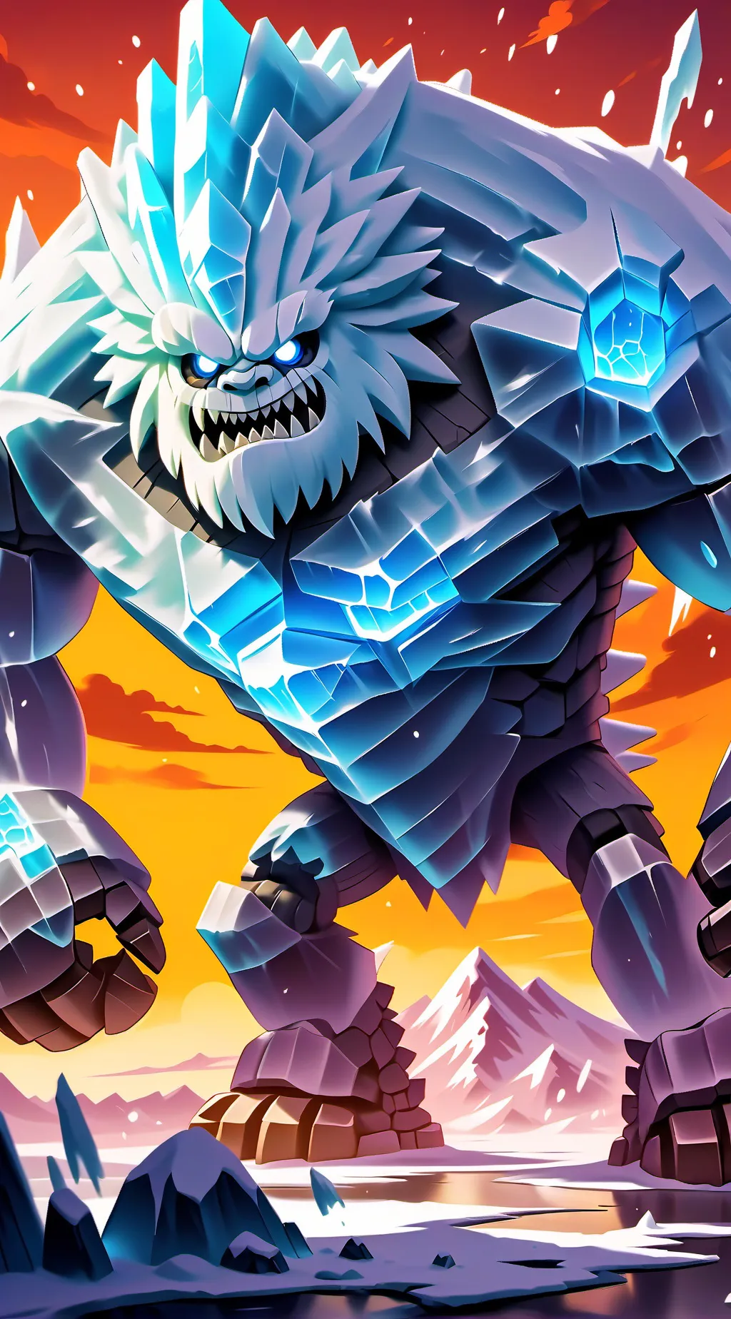 ai character: The Ice Golem  background