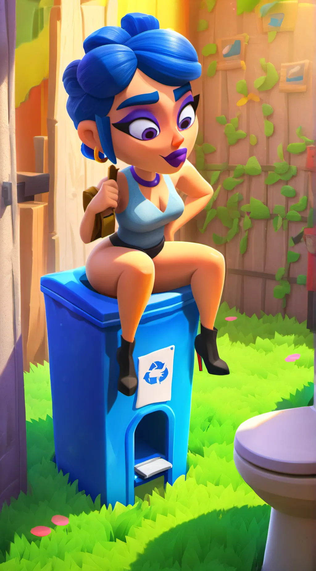 ai character: porta potty background