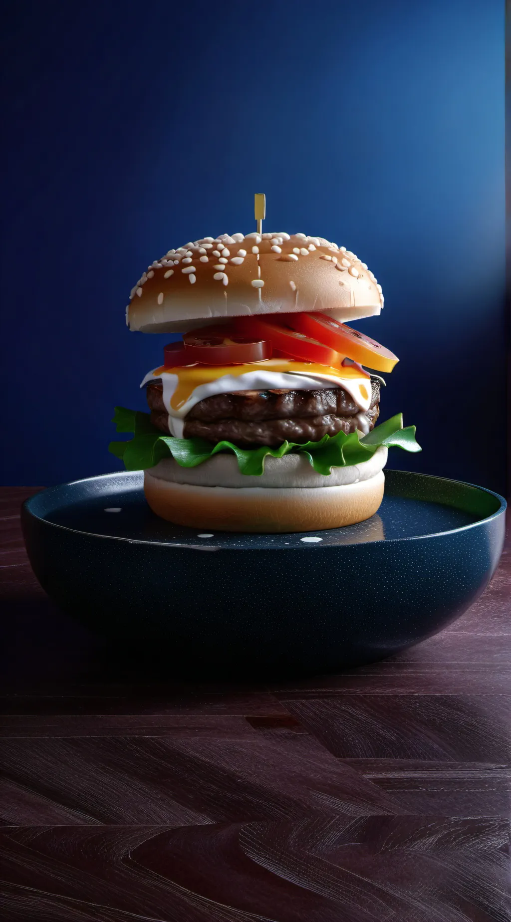 ai character: hamburger background