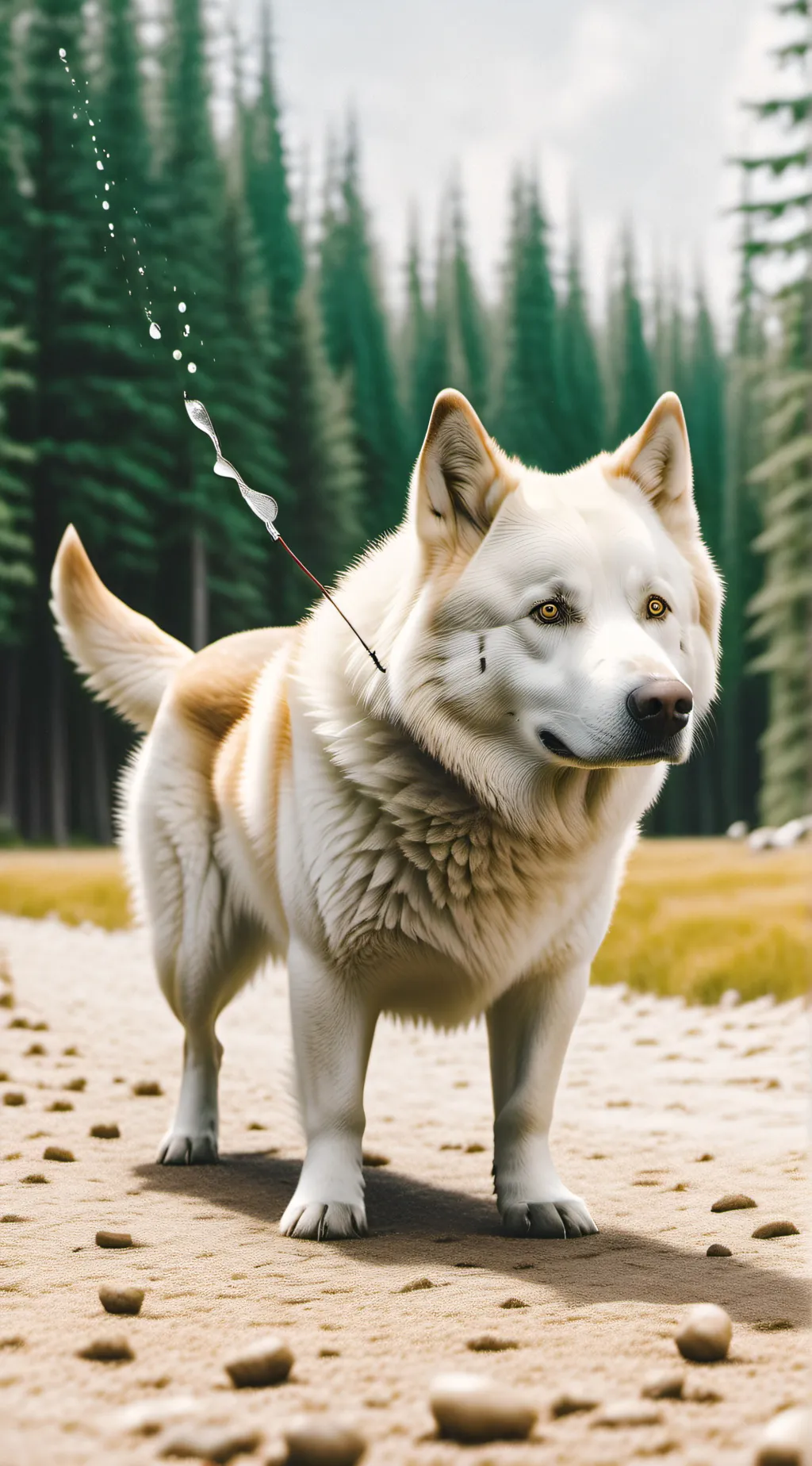 ai character: golden dog alive background