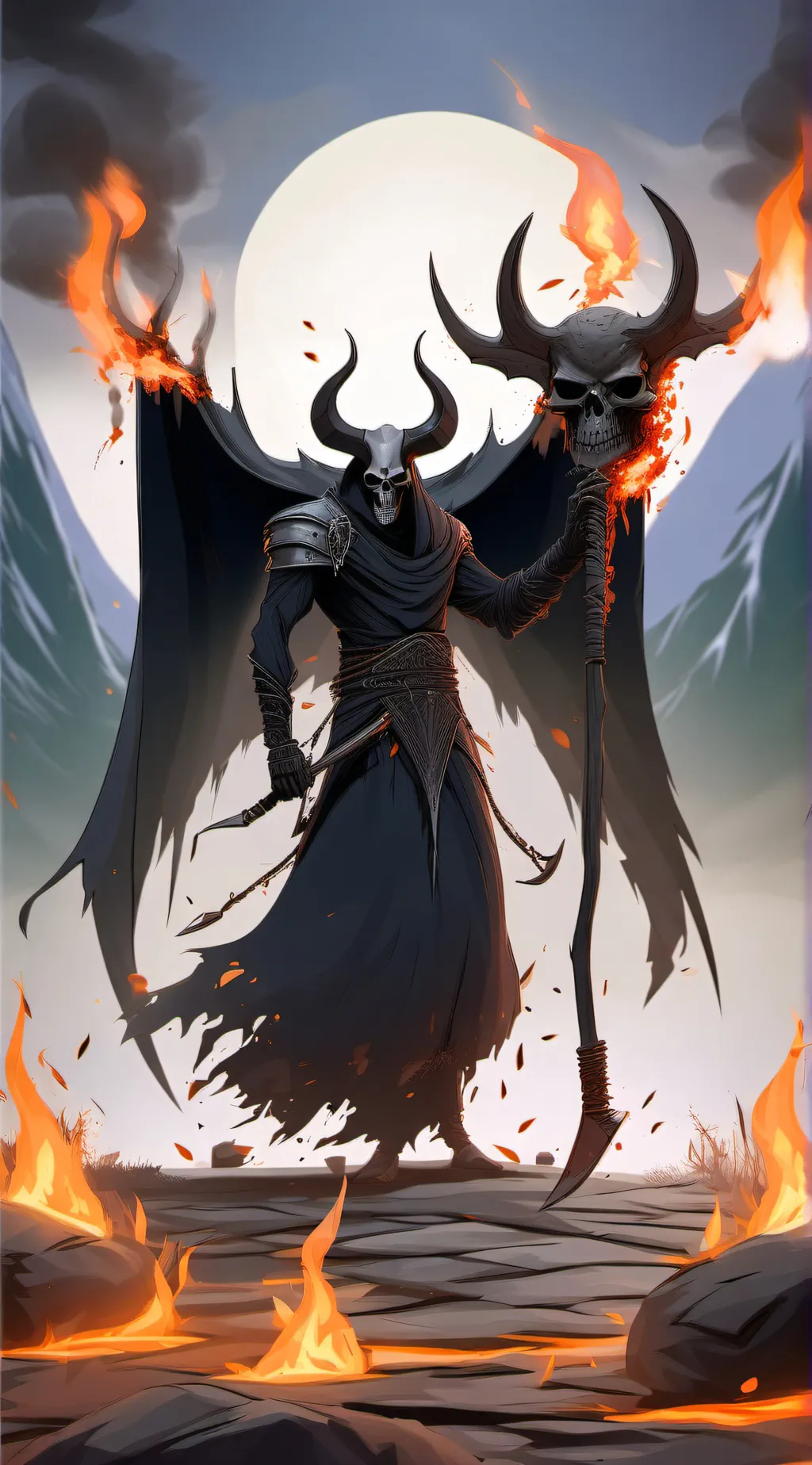 ai character: The Demon reaper  background